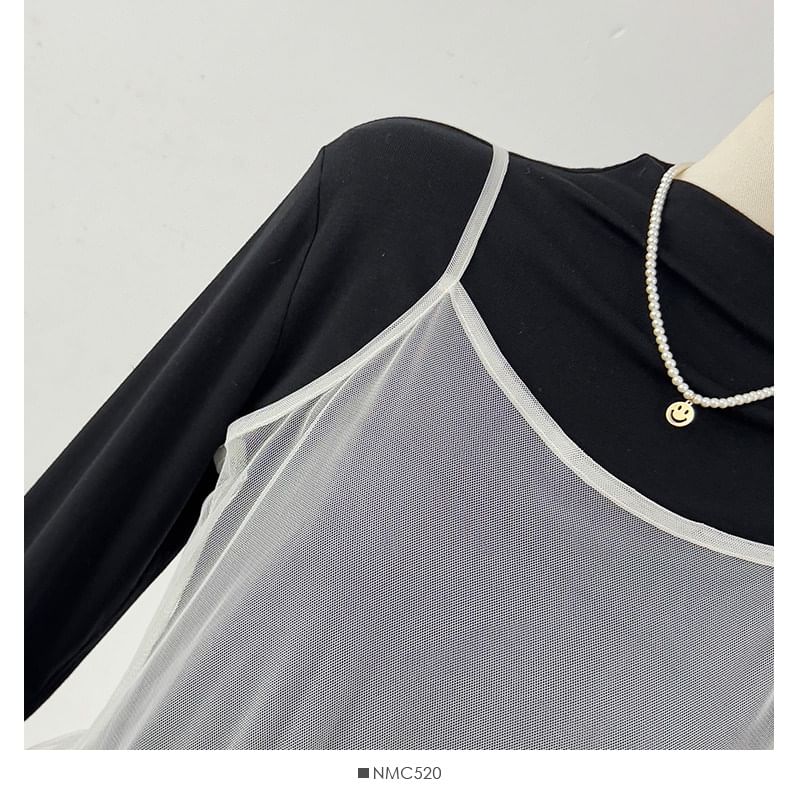 Spaghetti Strap Plain Sheer Midi A-Line Dress