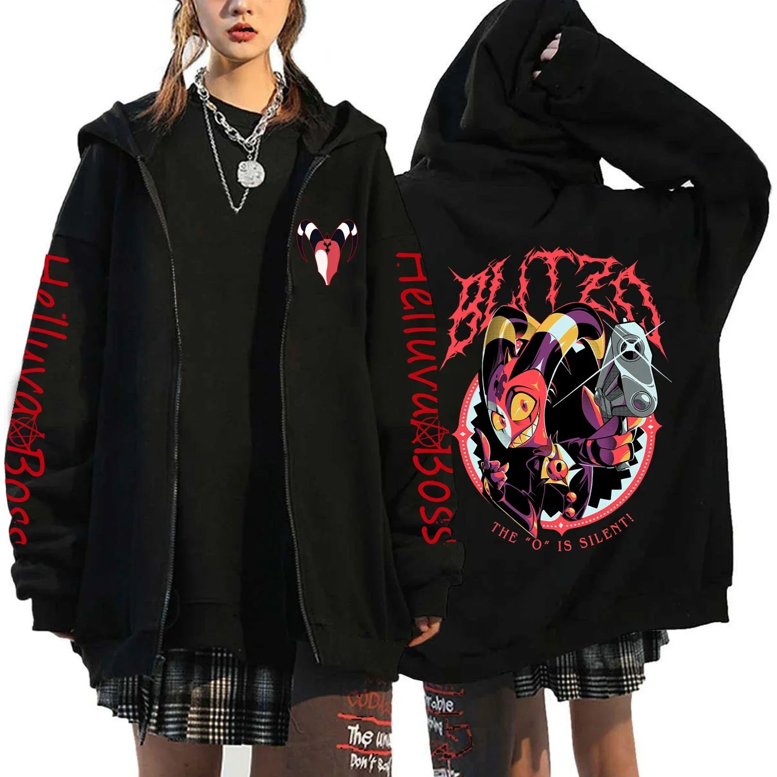 Print Hooded Zipper Men Women Casual Fashion Fall Winter Warm Vintage Long Sleeve Tops Fleece Zip-Up Sweatshirts