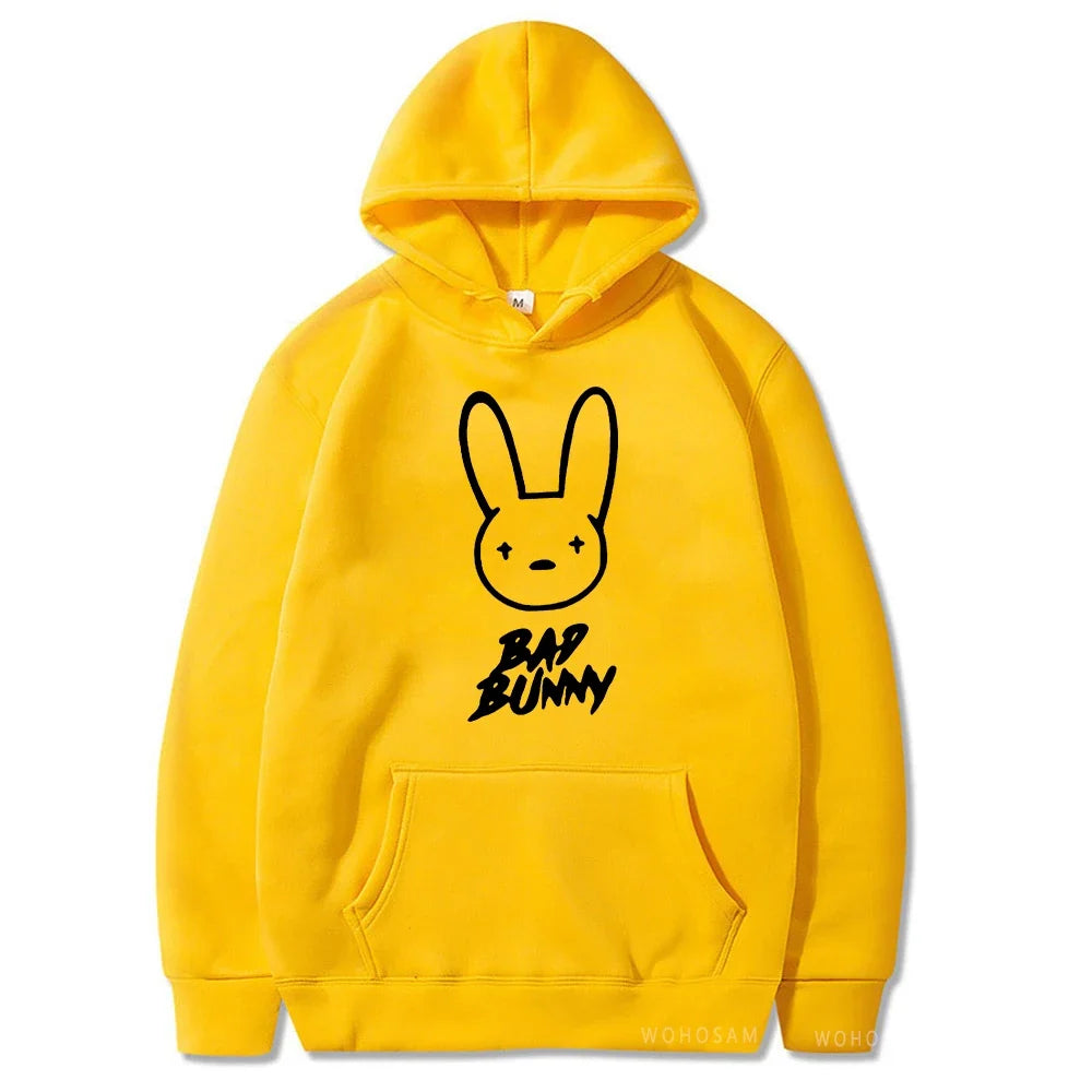 Funny Bad Bunny Hoodie Printed Kawaii Cartoon Harajuku Oversized Streetwear Sweatshirt Korean Style Long Sleeve Women Men Hoody