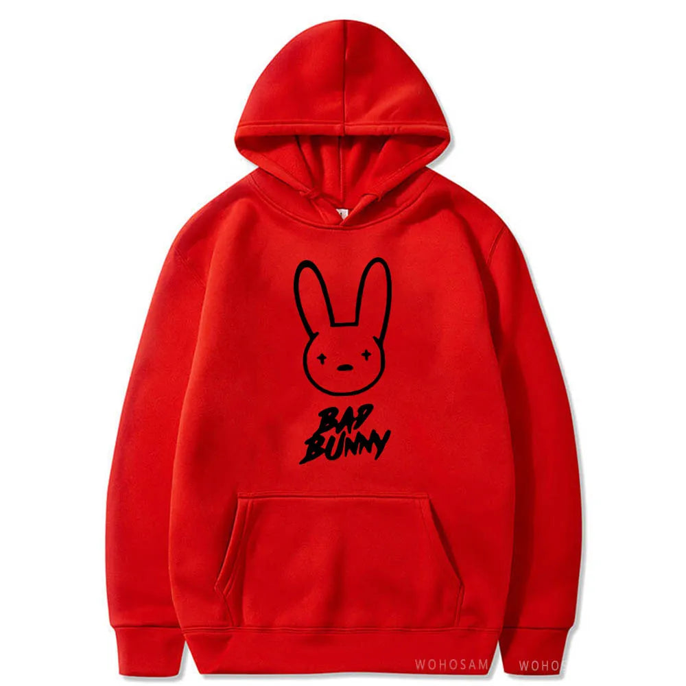 Funny Bad Bunny Hoodie Printed Kawaii Cartoon Harajuku Oversized Streetwear Sweatshirt Korean Style Long Sleeve Women Men Hoody