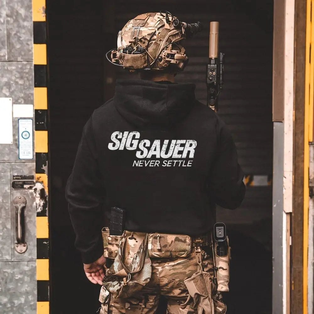 Mechanical SIG Classic Logo Tactical Print Autumn and Winter Cotton Hooded Sweater American Men's Top Fashion Hoodie Casual Wear