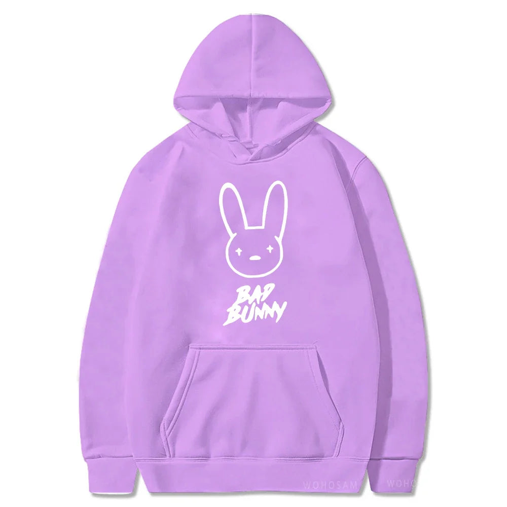 Funny Bad Bunny Hoodie Printed Kawaii Cartoon Harajuku Oversized Streetwear Sweatshirt Korean Style Long Sleeve Women Men Hoody