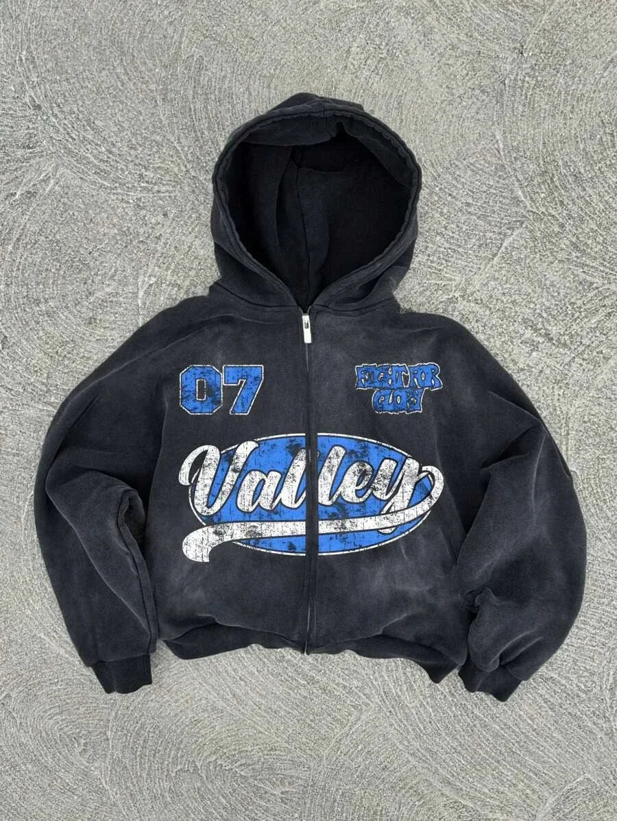 New Trend Hoodie Y2K Personalized Printed Sweatshirt Men's Harajuku Jacket Gothic Zipper Casual Sportswear Loose Fashion Hoodie