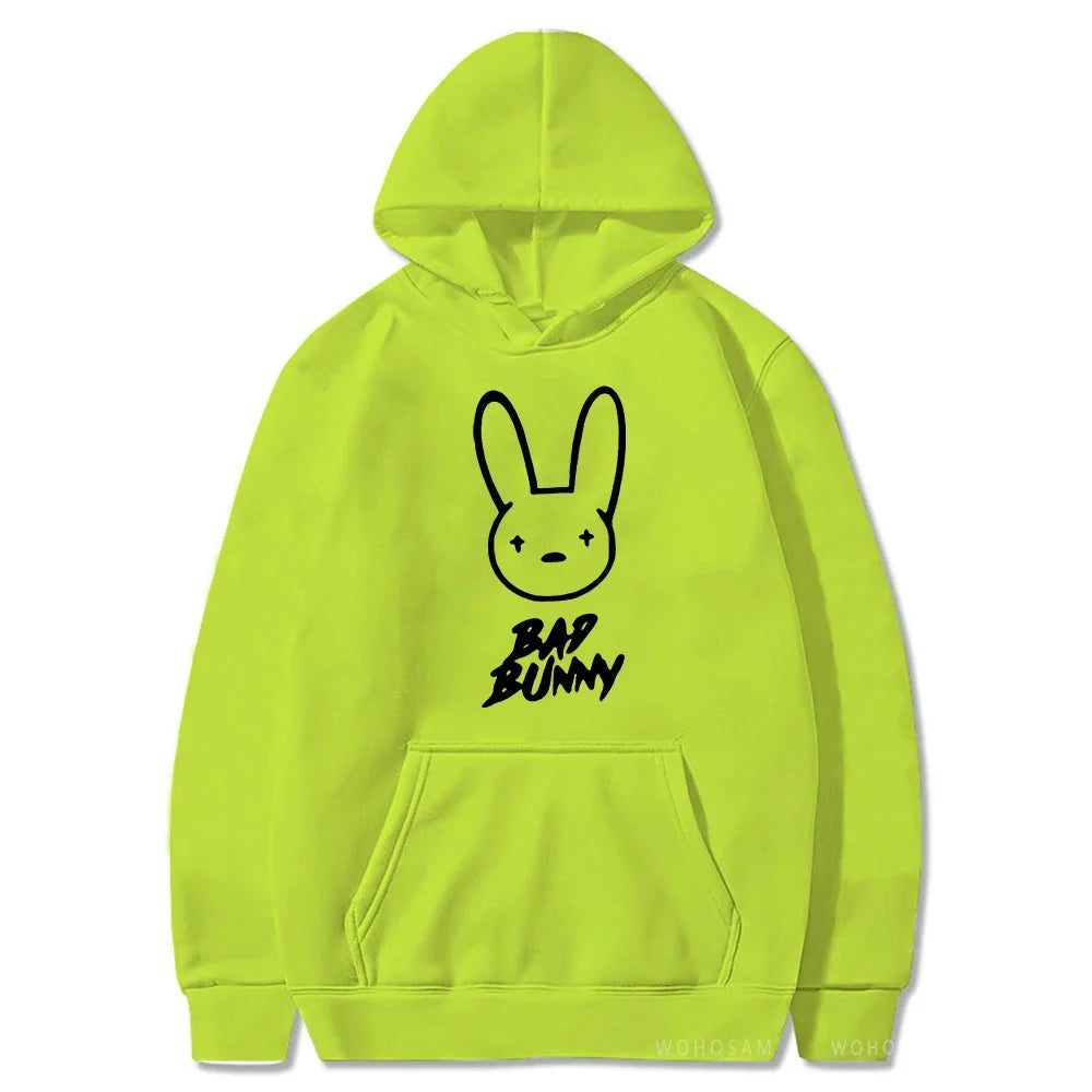 Funny Bad Bunny Hoodie Printed Kawaii Cartoon Harajuku Oversized Streetwear Sweatshirt Korean Style Long Sleeve Women Men Hoody