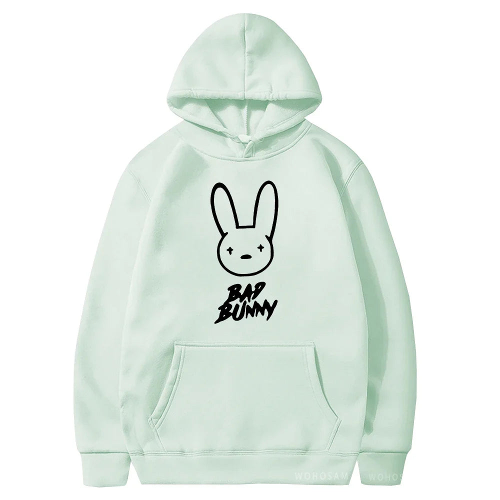 Funny Bad Bunny Hoodie Printed Kawaii Cartoon Harajuku Oversized Streetwear Sweatshirt Korean Style Long Sleeve Women Men Hoody