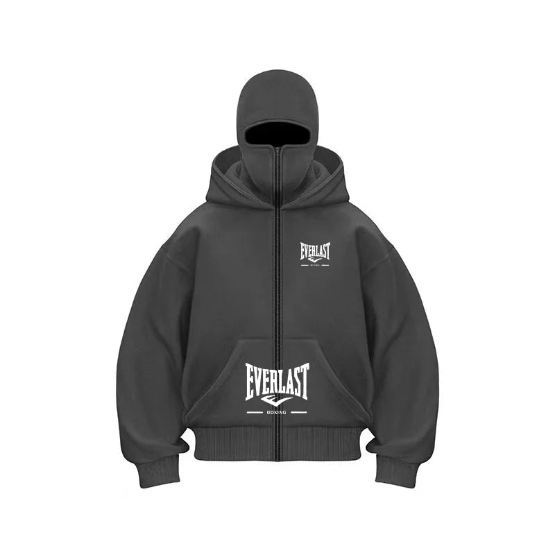 New Double Hooded fleece Women's Balaclava Hoodie Zipper Warmth Autumn/Winter Men's Clothing Masks Men's/Women's Same Style