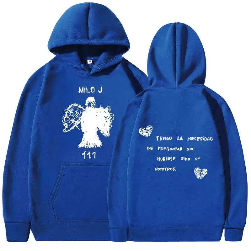 Rapper Milo J Oversized Hoody Album La Vida Era Mas Corta Print Hoodie Men Women Harajuku Pullover Long Sleeves Thick Sweatshirt