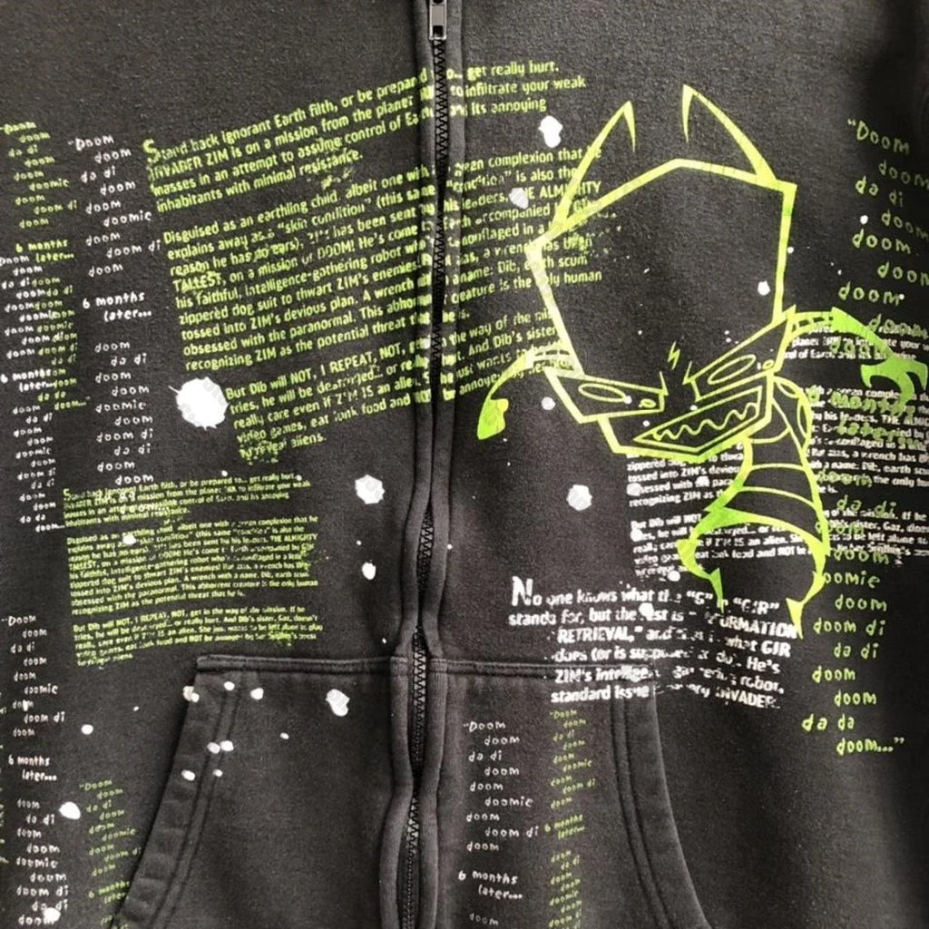 Woman Hoodie Aesthetic Gothic Clothes Y2K Cyber Grunge Emo Zip Up Sweatshirts Vintage Graphics Print Kpop Clothes for Women