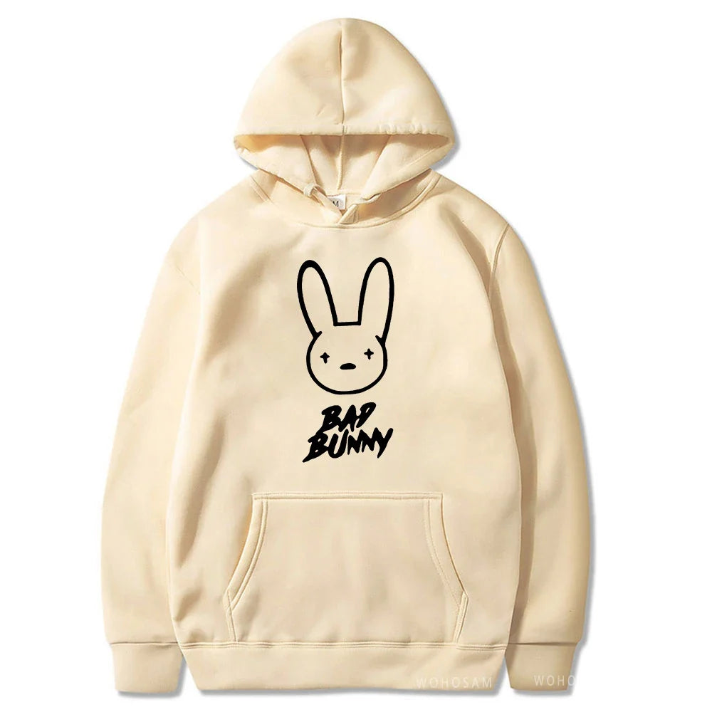 Funny Bad Bunny Hoodie Printed Kawaii Cartoon Harajuku Oversized Streetwear Sweatshirt Korean Style Long Sleeve Women Men Hoody