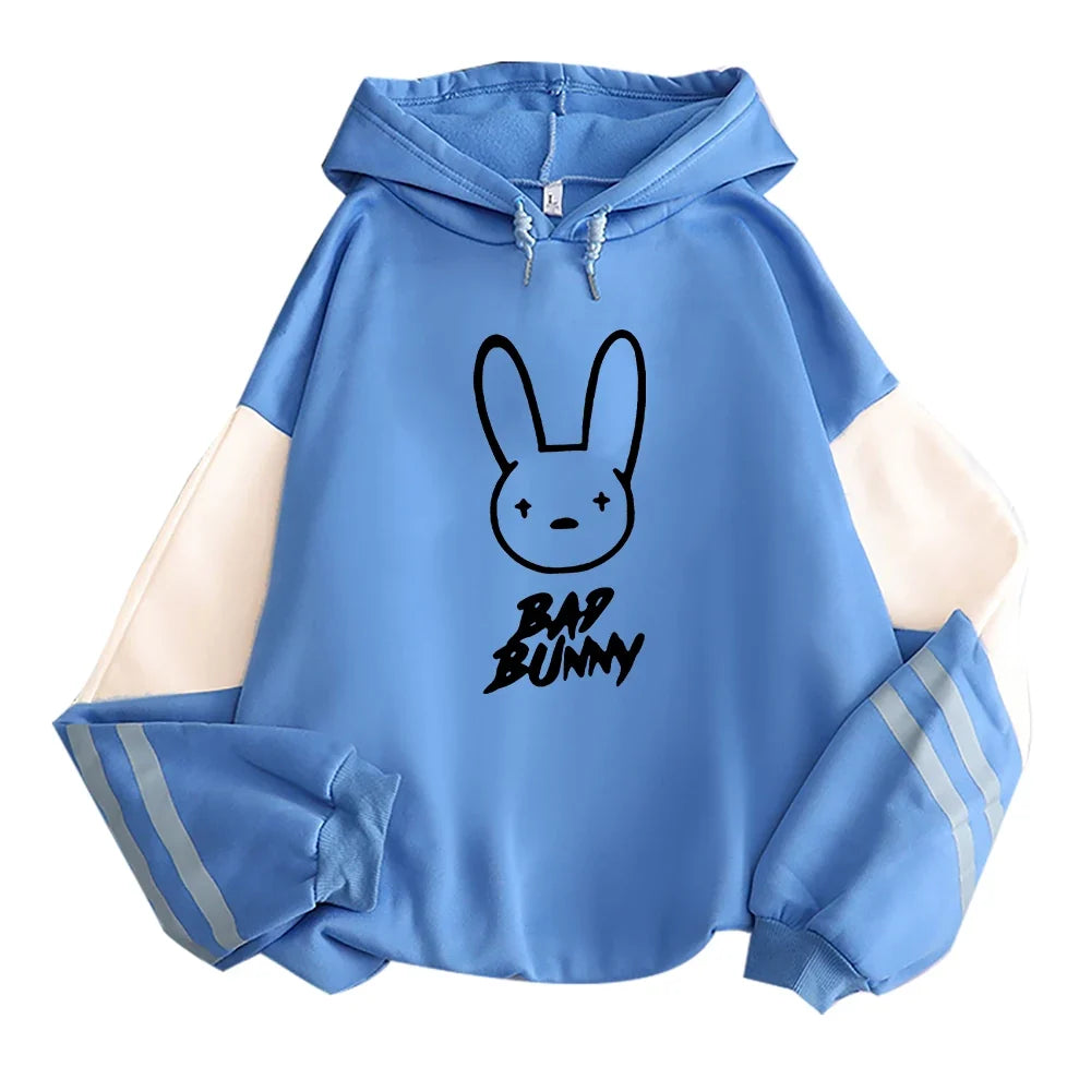 Funny Bad Bunny Hoodie Printed Kawaii Cartoon Harajuku Oversized Streetwear Sweatshirt Korean Style Long Sleeve Women Men Hoody