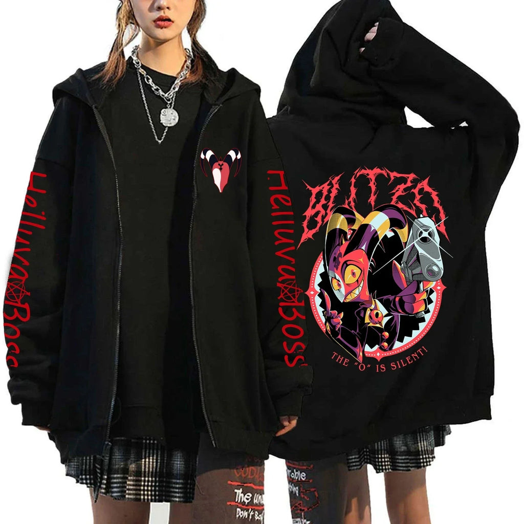 Print Hooded Zipper Men Women Casual Fashion Fall Winter Warm Vintage Long Sleeve Tops Fleece Zip-Up Sweatshirts