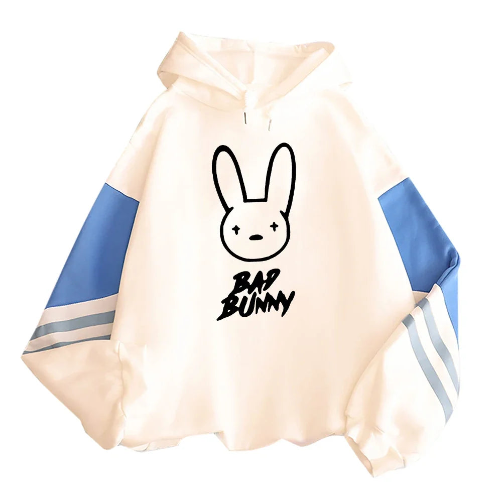 Funny Bad Bunny Hoodie Printed Kawaii Cartoon Harajuku Oversized Streetwear Sweatshirt Korean Style Long Sleeve Women Men Hoody