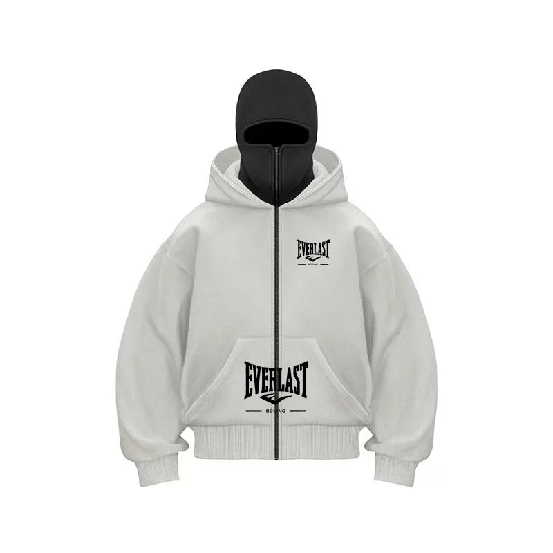 New Double Hooded fleece Women's Balaclava Hoodie Zipper Warmth Autumn/Winter Men's Clothing Masks Men's/Women's Same Style