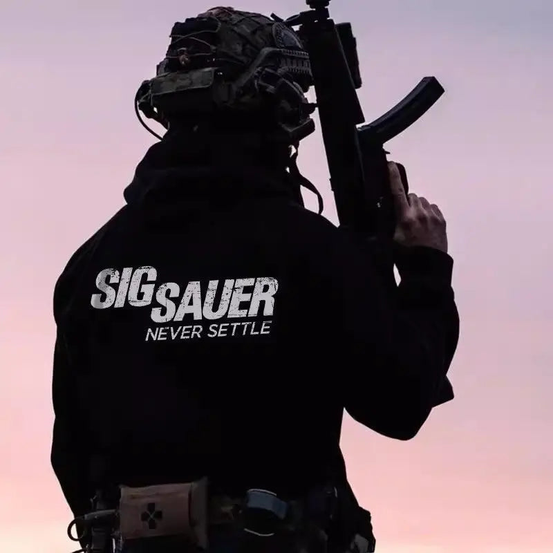 Mechanical SIG Classic Logo Tactical Print Autumn and Winter Cotton Hooded Sweater American Men's Top Fashion Hoodie Casual Wear