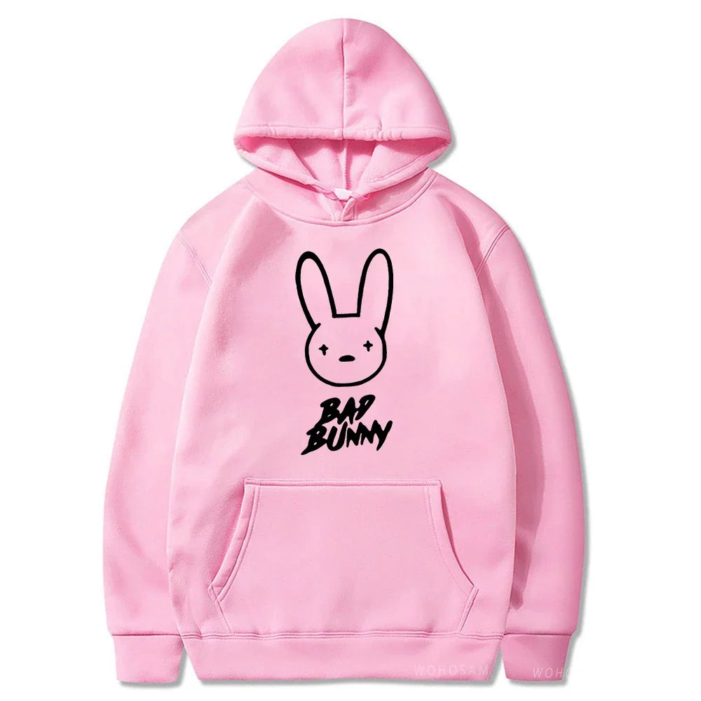 Funny Bad Bunny Hoodie Printed Kawaii Cartoon Harajuku Oversized Streetwear Sweatshirt Korean Style Long Sleeve Women Men Hoody