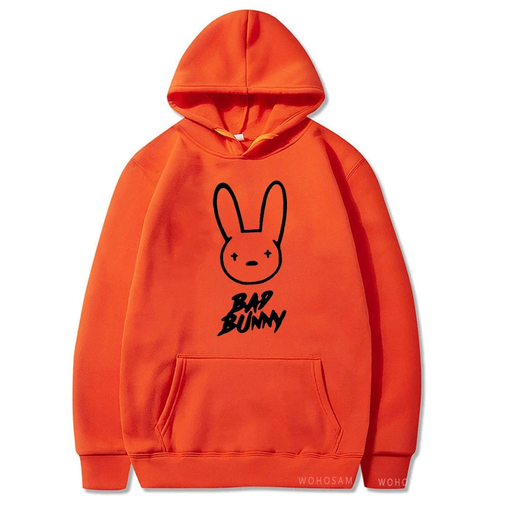 Funny Bad Bunny Hoodie Printed Kawaii Cartoon Harajuku Oversized Streetwear Sweatshirt Korean Style Long Sleeve Women Men Hoody