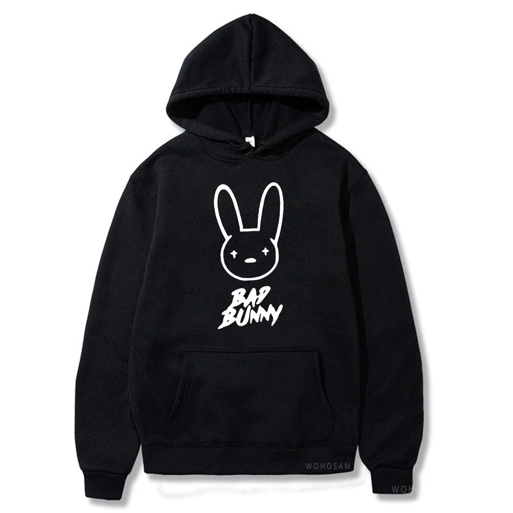 Funny Bad Bunny Hoodie Printed Kawaii Cartoon Harajuku Oversized Streetwear Sweatshirt Korean Style Long Sleeve Women Men Hoody