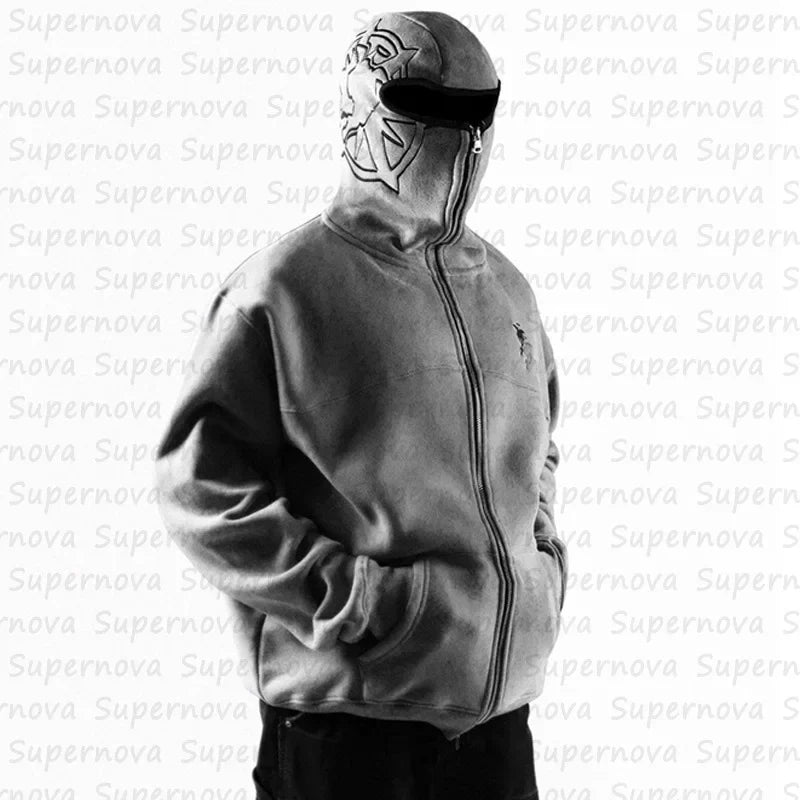 Men's clothing Zip Up Hoodie  Vintage Casual Pattern Oversize  Hip Hop Punk Streetwear Clothing new in hoodies & sweatshirts ?