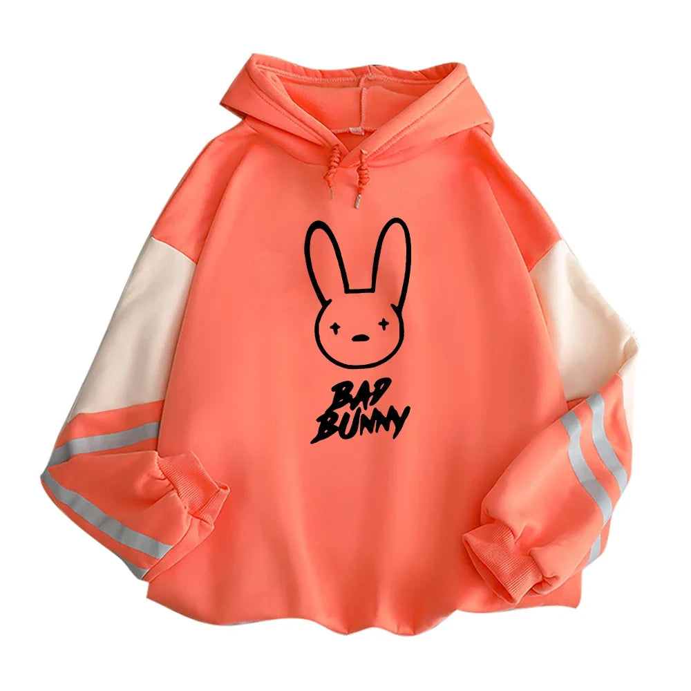 Funny Bad Bunny Hoodie Printed Kawaii Cartoon Harajuku Oversized Streetwear Sweatshirt Korean Style Long Sleeve Women Men Hoody