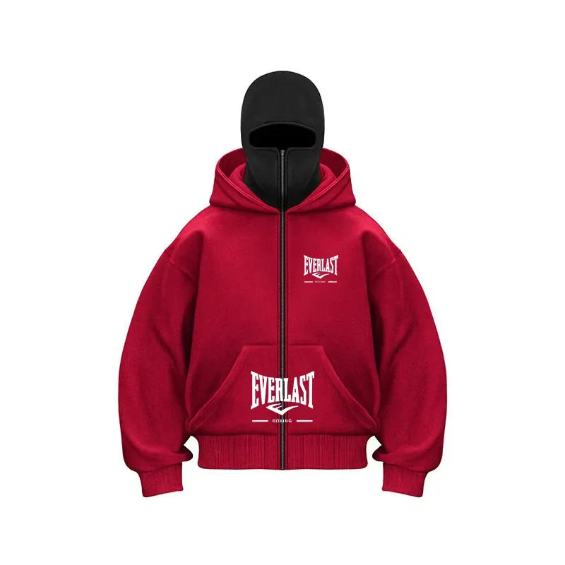 New Double Hooded fleece Women's Balaclava Hoodie Zipper Warmth Autumn/Winter Men's Clothing Masks Men's/Women's Same Style