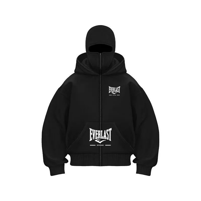 New Double Hooded fleece Women's Balaclava Hoodie Zipper Warmth Autumn/Winter Men's Clothing Masks Men's/Women's Same Style