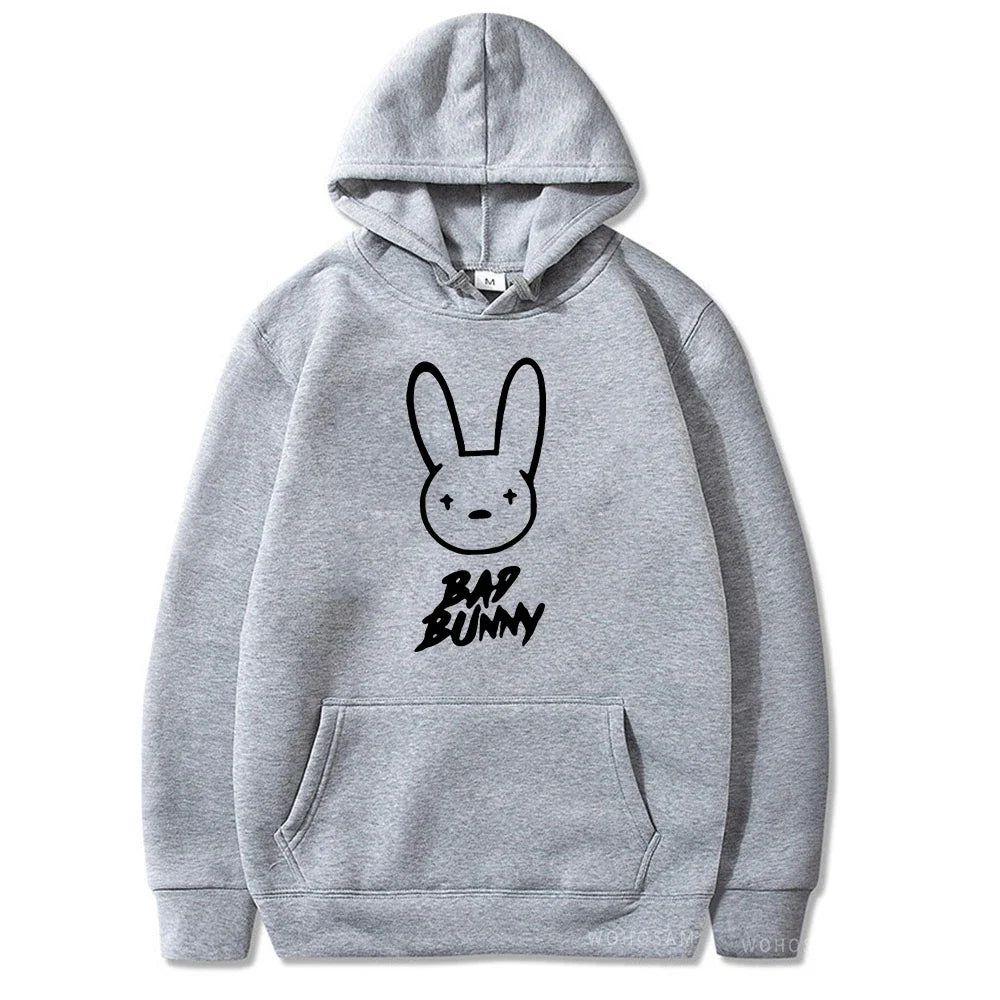 Funny Bad Bunny Hoodie Printed Kawaii Cartoon Harajuku Oversized Streetwear Sweatshirt Korean Style Long Sleeve Women Men Hoody