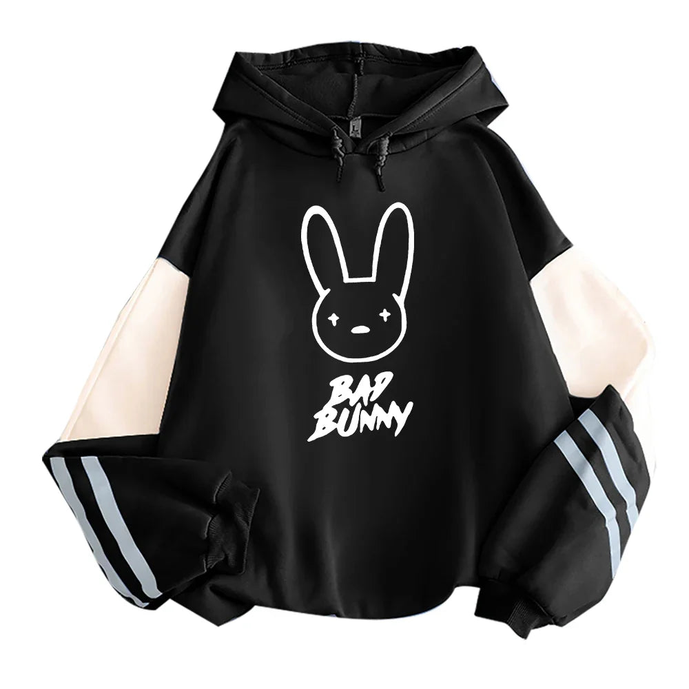 Funny Bad Bunny Hoodie Printed Kawaii Cartoon Harajuku Oversized Streetwear Sweatshirt Korean Style Long Sleeve Women Men Hoody