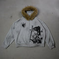 Winter Fashion Streetwear Women's Gothic Printed Faux Fur Hooded Jacket Trendy Edgy Zip - Up Sweatshirt 2026 New Arrival