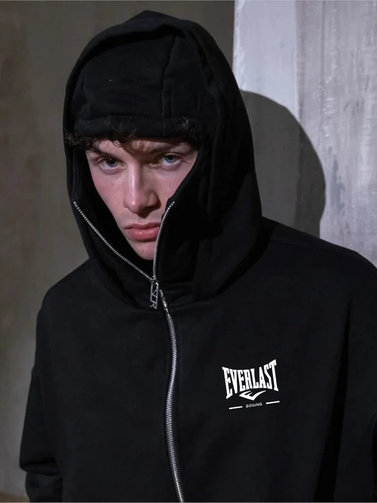 New Double Hooded fleece Women's Balaclava Hoodie Zipper Warmth Autumn/Winter Men's Clothing Masks Men's/Women's Same Style