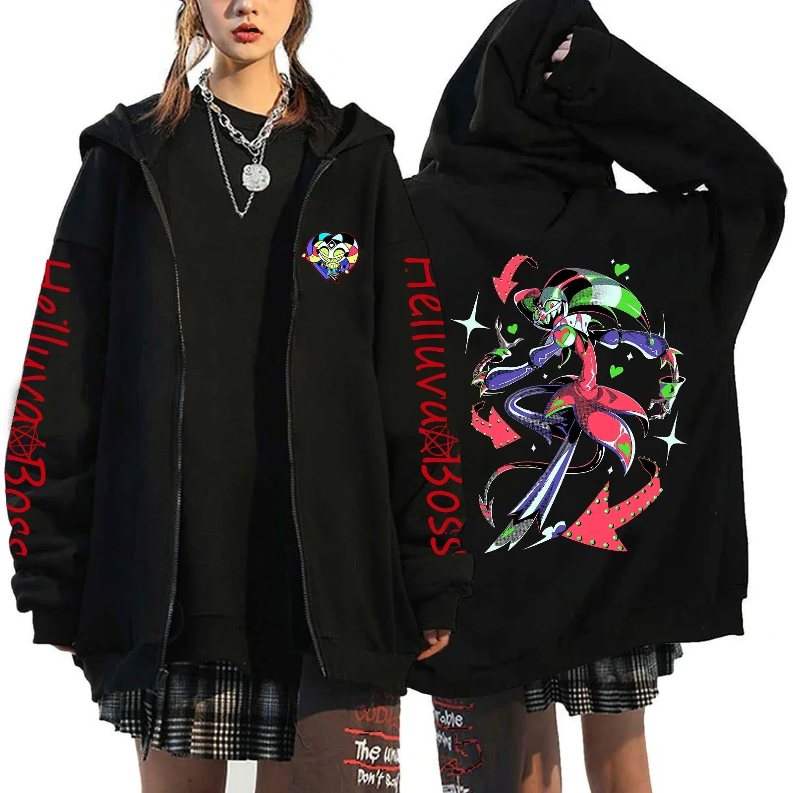 Print Hooded Zipper Men Women Casual Fashion Fall Winter Warm Vintage Long Sleeve Tops Fleece Zip-Up Sweatshirts