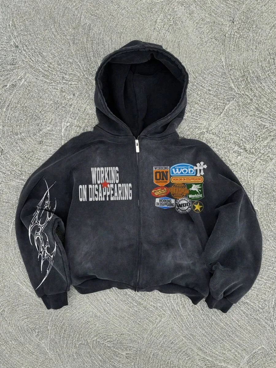 New Trend Hoodie Y2K Personalized Printed Sweatshirt Men's Harajuku Jacket Gothic Zipper Casual Sportswear Loose Fashion Hoodie