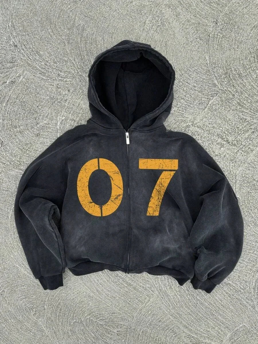 New Trend Hoodie Y2K Personalized Printed Sweatshirt Men's Harajuku Jacket Gothic Zipper Casual Sportswear Loose Fashion Hoodie