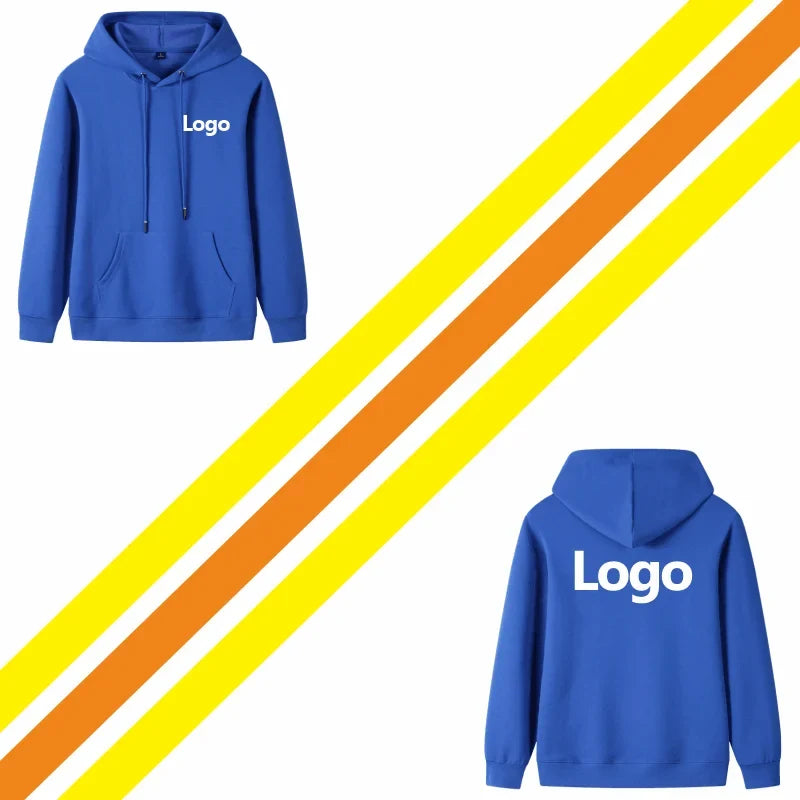 Fashion 9 Colors High-Quality Pullovers Custom Logo Printed Personal Group Brand Embroidery Men and Women 100% Cotton Hoodies