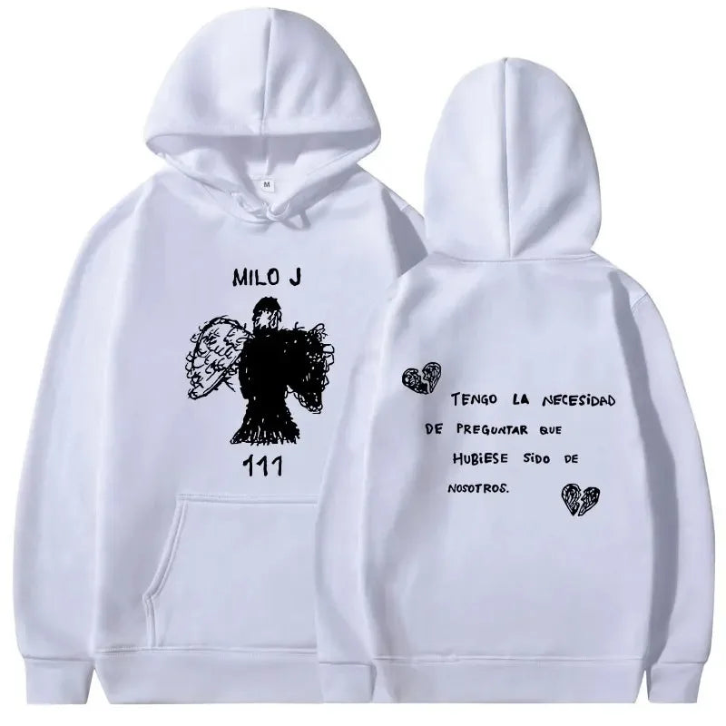 Rapper Milo J Oversized Hoody Album La Vida Era Mas Corta Print Hoodie Men Women Harajuku Pullover Long Sleeves Thick Sweatshirt