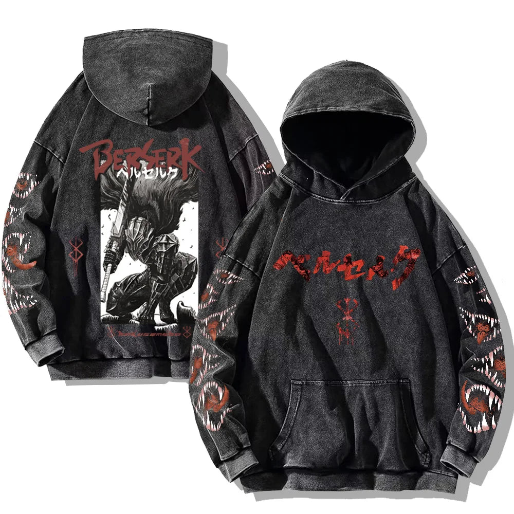 Printed Washed Hoodies Gothic Vintage Cotton Hooded Sweatshirt Y2k Oversized Long Sleeve Pullover Men Women Retro Hoodie
