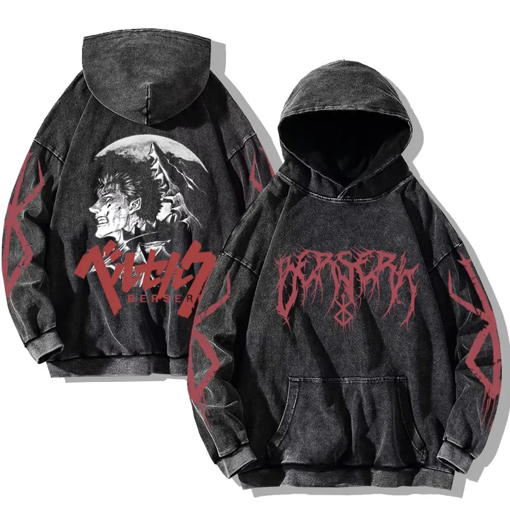 Printed Washed Hoodies Gothic Vintage Cotton Hooded Sweatshirt Y2k Oversized Long Sleeve Pullover Men Women Retro Hoodie