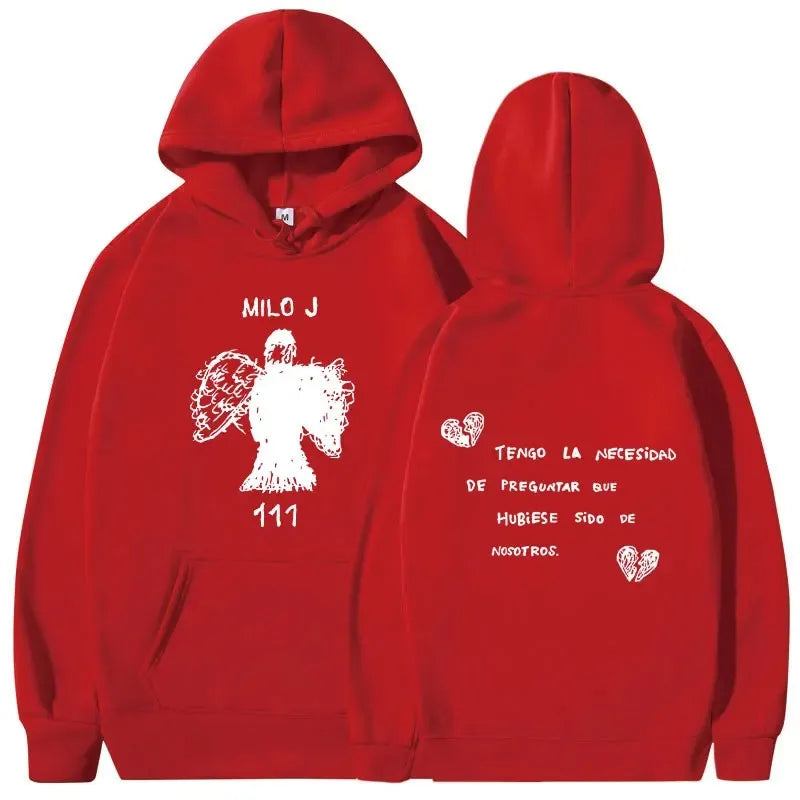 Rapper Milo J Oversized Hoody Album La Vida Era Mas Corta Print Hoodie Men Women Harajuku Pullover Long Sleeves Thick Sweatshirt