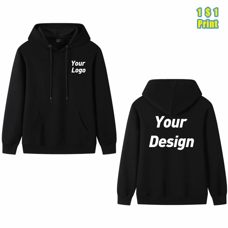 Fashion 9 Colors High-Quality Pullovers Custom Logo Printed Personal Group Brand Embroidery Men and Women 100% Cotton Hoodies