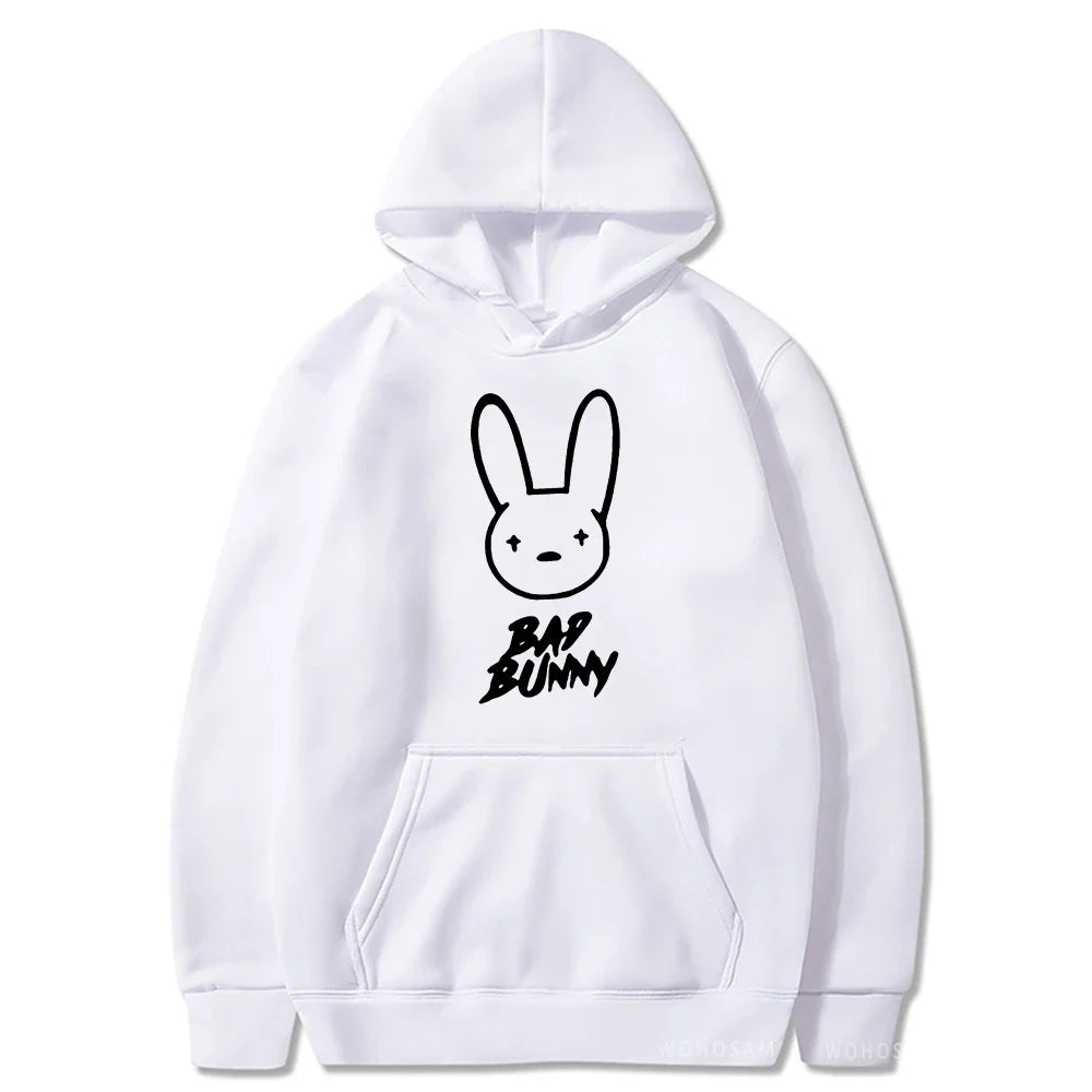 Funny Bad Bunny Hoodie Printed Kawaii Cartoon Harajuku Oversized Streetwear Sweatshirt Korean Style Long Sleeve Women Men Hoody