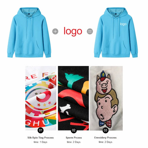 Fashion 9 Colors High-Quality Pullovers Custom Logo Printed Personal Group Brand Embroidery Men and Women 100% Cotton Hoodies