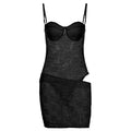 Mock Two-Piece Spaghetti Strap Lace Mini Bodycon Dress
